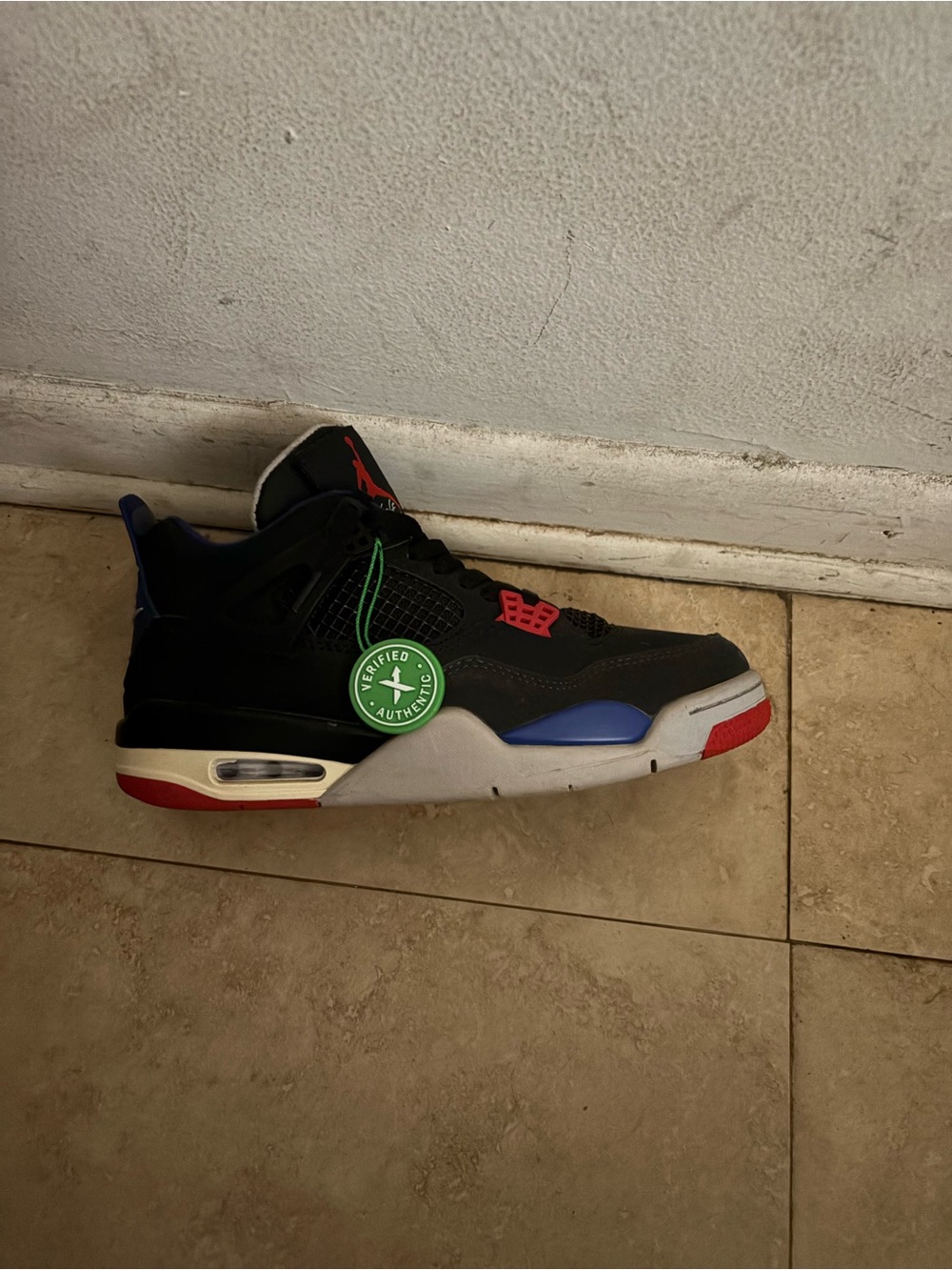 Jordan Men’s Black Sneakers with Blue & Red Accents